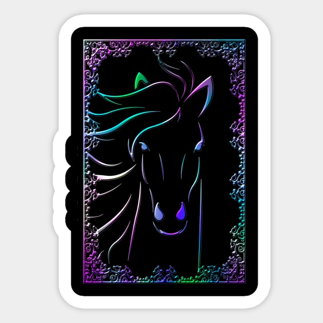 Horse Animal Wildlife Forest Nature Chrome Graphic Sticker by Cubebox